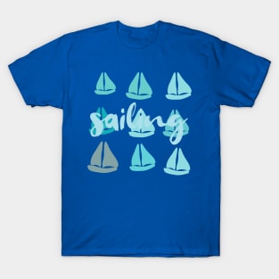 Funny Mint Sailing Boats Pattern T-Shirt